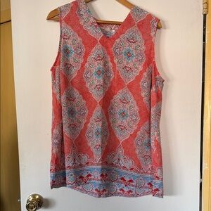 Violet & Claire Red and Blue Sleeveless Blouse